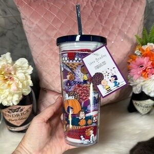 Authentic VERA BRADLEY FALL FOR PEANUTS DOUBLE WALL 24 OZ TUMBLER WITH STRAW
